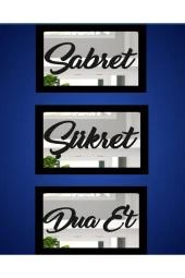 GİZEM SHOP 3d Sabret Şükret Dua Et 3'lü Set Gümüş Ayna (26*16) Gümüş thumbnail 1