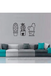 GİZEM SHOP Kaktüsler Duvar Dekoru, Duvar Süsü, Ahşap Lazer Kesim Dekoratif Tablo Siyah thumbnail 2