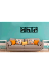 Odun Marketi 3lü Kedi Ahşap Dekoratif Duvar Tablosu 30x30 Cm thumbnail 2