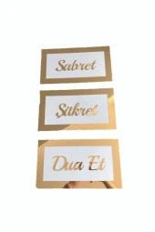 GİZEM SHOP 3d Sabret Şükret Dua Et 3'lü Set (15*30) Gold thumbnail 2