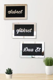 GİZEM SHOP 3d Sabret Şükret Dua Et 3'lü Set 26x16 Gümüş thumbnail 1