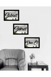 GİZEM SHOP 3d Sabret Şükret Dua Et 3'lü Set Gümüş Ayna (26*16) Gümüş thumbnail 2