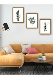 YALOVA SHOP Dekoratif Okaliptüs Dalları 3 lü Tablo Seti (Ahşap ceviz görünümlü çerçeve baskılı) 30 x 40 cm - 2