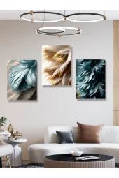 YALOVA SHOP Dekoratif Modern Sanat Çalışması Yapay Zeka 3 lü Tablo Seti 30 x 40 cm thumbnail 2