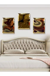 YALOVA SHOP Dekoratif Düşünsel Mermer Tasarımı 3 lü Tablo Seti (pleksi çerçeve seçenekli) thumbnail 4