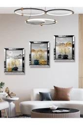 YALOVA SHOP Dekoratif Modern Sanatsal 3 lü Tablo Seti(pleksi çerçeve seçenekli) - 3