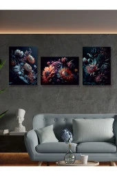 YALOVA SHOP Dekoratif Karanlığa Doğan Çiçekler 3 lü Tablo Seti Gothic Sanat Tarzı thumbnail 3