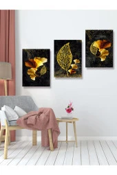 YALOVA SHOP Dekoratif,Modern Sanatsal Siyah Üzerine Gold Çalışması - 4