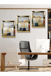 YALOVA SHOP Dekoratif Modern Sanatsal 3 lü Tablo Seti(pleksi çerçeve seçenekli) - 3