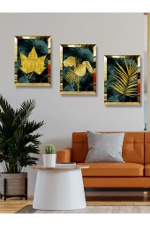 YALOVA SHOP Dekoratif Modern Sanat Tutkunları İçin Gold İle Yeşilin Muhteşem Uyumu (gold pleksi çerçeveli) - 4