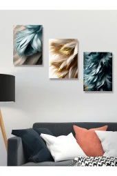 YALOVA SHOP Dekoratif Modern Sanat Çalışması Yapay Zeka 3 lü Tablo Seti 30 x 40 cm thumbnail 3