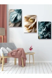 YALOVA SHOP Dekoratif Modern Sanat Çalışması Yapay Zeka 3 lü Tablo Seti 20 x 30 cm thumbnail 4