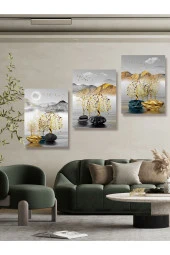 YALOVA SHOP Dekoratif Modern Sanatsal 3 lü Tablo Seti(pleksi çerçeve seçenekli) - 4