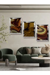 YALOVA SHOP Dekoratif Düşünsel Mermer Tasarımı 3 lü Tablo Seti (pleksi çerçeve seçenekli) thumbnail 3