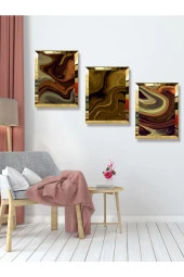 YALOVA SHOP Dekoratif Düşünsel Mermer Tasarımı 3 lü Tablo Seti (pleksi çerçeve seçenekli) thumbnail 3