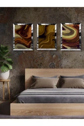 YALOVA SHOP Dekoratif Düşünsel Mermer Tasarımı 3 lü Tablo Seti (pleksi çerçeve seçenekli) thumbnail 4