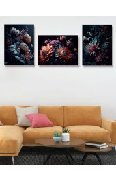 YALOVA SHOP Dekoratif Karanlığa Doğan Çiçekler 3 lü Tablo Seti Gothic Sanat Tarzı thumbnail 4