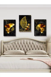 YALOVA SHOP Dekoratif,Modern Sanatsal Siyah Üzerine Gold Çalışması - 6