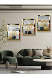 YALOVA SHOP Dekoratif Modern Sanatsal 3 lü Tablo Seti(pleksi çerçeve seçenekli) - 2