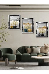 YALOVA SHOP Dekoratif Modern Sanatsal 3 lü Tablo Seti(pleksi çerçeve seçenekli) - 4