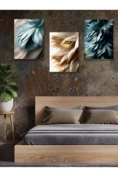 YALOVA SHOP Dekoratif Modern Sanat Çalışması Yapay Zeka 3 lü Tablo Seti - 1
