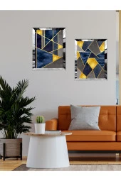 YALOVA SHOP Dekoratif 3 D Modern Mural Art İkili Tablo Seti (pleksi çerçeve seçenekli) thumbnail 2