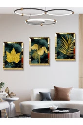 YALOVA SHOP Dekoratif Modern Sanat Tutkunları İçin Gold İle Yeşilin Muhteşem Uyumu (gold pleksi çerçeveli) - 2