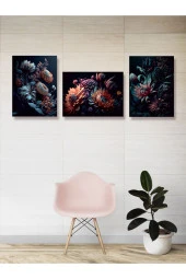 YALOVA SHOP Dekoratif Karanlığa Doğan Çiçekler 3 lü Tablo Seti Gothic Sanat Tarzı thumbnail 2