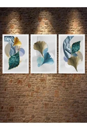 HYL Uçuşurken Evrimleşen Yapraklar Temalı Dekoratif 3'lü Tablo Seti thumbnail 1