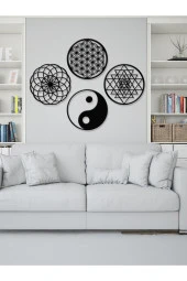 Yaşam Çiçeği,sriyantra,torus Ve Ying Yang 4'lü Set Kutsal Geometrik Şekiller 30x30cm - 2