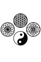 Yaşam Çiçeği,sriyantra,torus Ve Ying Yang 4'lü Set Kutsal Geometrik Şekiller 30x30cm - 3