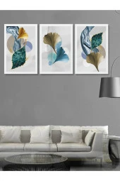 HYL Uçuşurken Evrimleşen Yapraklar Temalı Dekoratif 3'lü Tablo Seti thumbnail 2