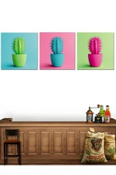 HYL Dekoratif Rengarenk Kaktüs Tabloları (3 Lü Set) thumbnail 1