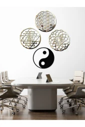 GİZEM SHOP Yaşam Çiçeği,sriyantra,torus Ve Ying Yang 4'lü Set Kutsal Geometrik Şekiller 30x30cm thumbnail 4