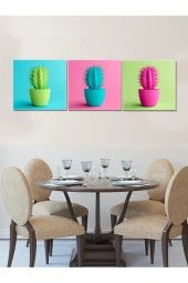 HYL Dekoratif Rengarenk Kaktüs Tabloları (3 Lü Set) thumbnail 4