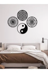 Yaşam Çiçeği,sriyantra,torus Ve Ying Yang 4'lü Set Kutsal Geometrik Şekiller 30x30cm - 4