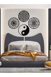 Yaşam Çiçeği,sriyantra,torus Ve Ying Yang 4'lü Set Kutsal Geometrik Şekiller 30x30cm - 6
