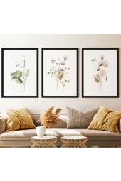 Odun Marketi Modern Sanatsal Çiçekler Çerçeveli Duvar Dekorasyon Tablo thumbnail 2