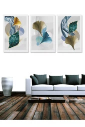 HYL Uçuşurken Evrimleşen Yapraklar Temalı Dekoratif 3'lü Tablo Seti thumbnail 5