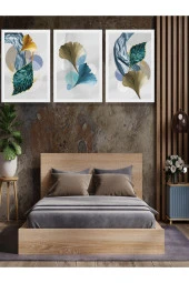 HYL Uçuşurken Evrimleşen Yapraklar Temalı Dekoratif 3'lü Tablo Seti thumbnail 3
