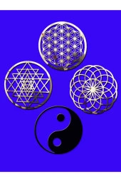 GİZEM SHOP Yaşam Çiçeği,sriyantra,torus Ve Ying Yang 4'lü Set Kutsal Geometrik Şekiller 30x30cm thumbnail 1