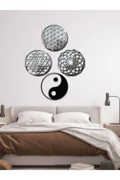 GİZEM SHOP Yaşam Çiçeği,sriyantra,torus Ve Ying Yang 4'lü Set Kutsal Geometrik Şekiller 30x30cm thumbnail 1