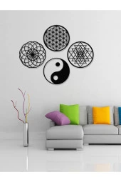 Yaşam Çiçeği,sriyantra,torus Ve Ying Yang 4'lü Set Kutsal Geometrik Şekiller 30x30cm - 1
