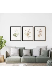Odun Marketi Modern Sanatsal Çiçekler Çerçeveli Duvar Dekorasyon Tablo thumbnail 1