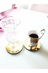 KEMSON Ikea Tarzı Gold Pleksi Bardak Altlığı 6'lı Set 8cm thumbnail 1