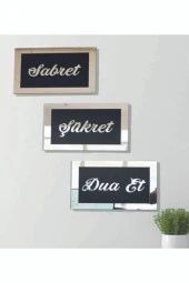 HYL 3d Sabret Şükret Dua Et 3'lü Set (26x16) Gümüş - 2
