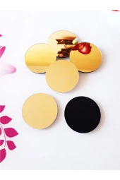 KEMSON Ikea Tarzı Gold Pleksi Bardak Altlığı 6'lı Set 8cm thumbnail 2