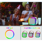 QASUL Çocuklar ve Yetişkinler İçin Karaoke Makinesi, Kablosuz Mikrofon ve Dinamik Işıklı Karaoke Hoparlör - 4