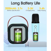 QASUL Çocuklar ve Yetişkinler İçin Karaoke Makinesi, Kablosuz Mikrofon ve Dinamik Işıklı Karaoke Hoparlör - 5