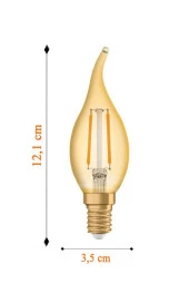 Osram Vintage 2,5W (22W) Kıvrımlı Rustik Led Mum Ampul - Sarı Dekoratif Lamba - 4